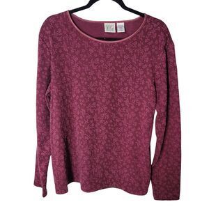 Field Gear Womens Sz XL Red Floral Long Sleeve Blouse Shirt
